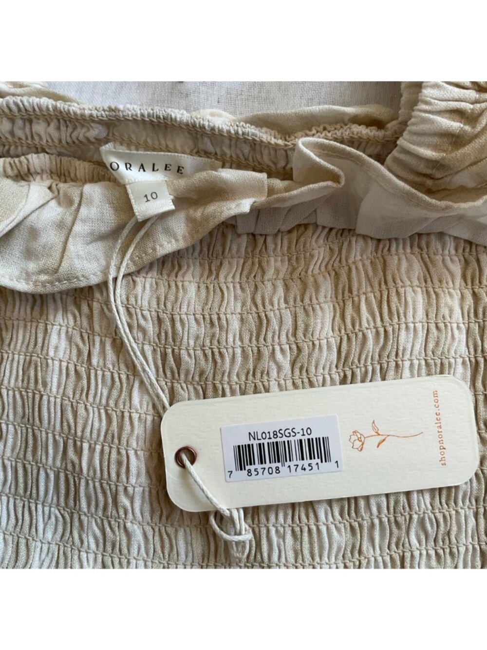 NWT NORALEE birdie dress sage stripe beige girl 10y - Picture 3 of 5